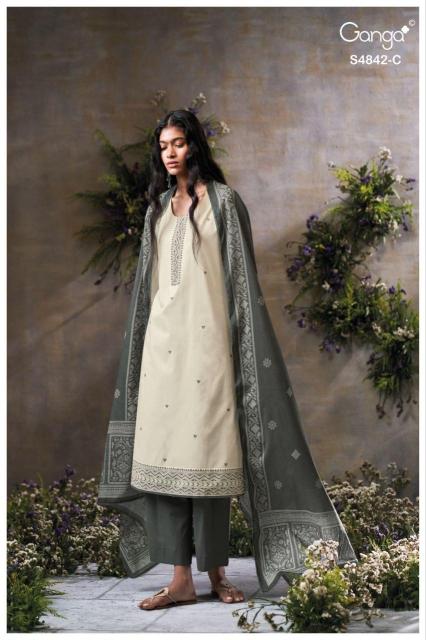 Ganga jazira 4842 wholesale cotton work dress material